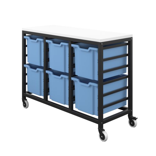 Titan Storage Unit with Tray Drawers 6 Extra Deep Drawers (F25) Blue/Black