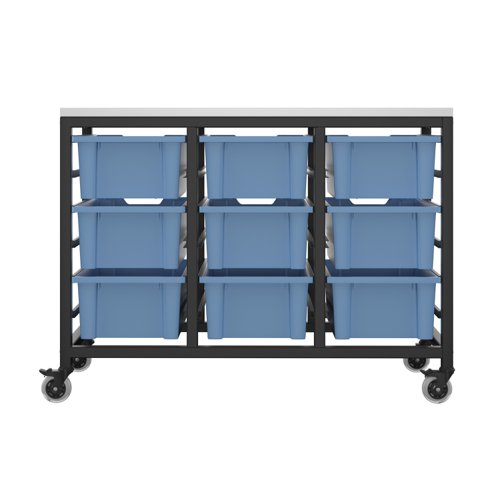 T-STOR-9D-F02BLUE | The Titan Storage Unit with Tray Drawers is the perfect solution for classroom storage needs. This versatile unit comes stacked as a standard with blue trays in varying sizes, but other coloured trays are available on a made to order basis. The steel frame is durable and features easy sliding rails for the trays, making it simple to access and organise materials. This storage unit is perfect for keeping classrooms clear and tidy, allowing teachers to focus on teaching rather than clutter. With its sturdy construction and ample storage space, the Titan Storage Unit with Tray Drawers is a must-have for any classroom.