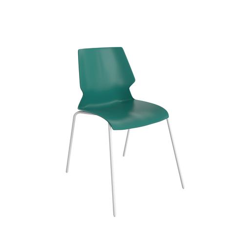 Titan Uni 4 Leg Chair - White Frame / Green Seat