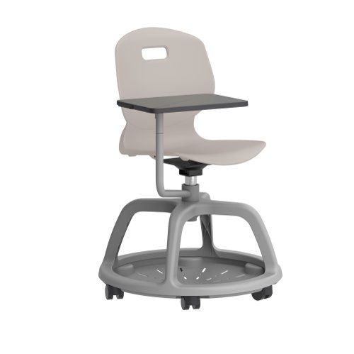 Arc Community Swivel Chair with Arm Tablet Grey