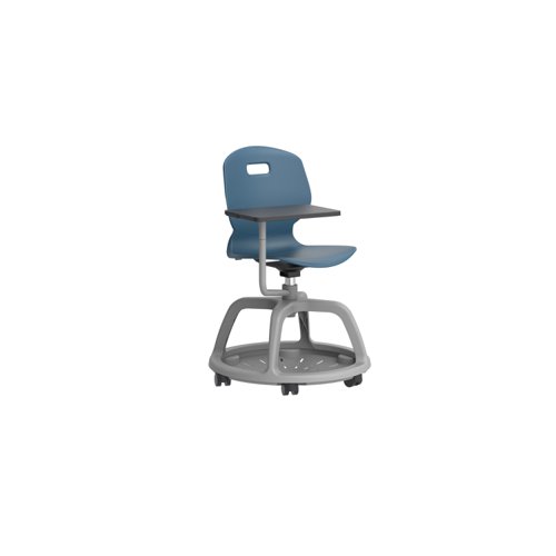 Arc Community Swivel Chair with Arm Tablet Steel Blue