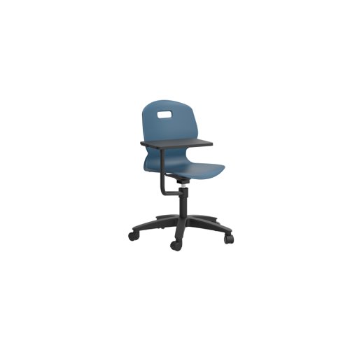 Arc Swivel Chair with Arm Tablet Steel Blue