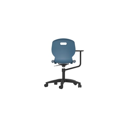 Arc Swivel Tilt Chair with Arm Tablet Steel Blue