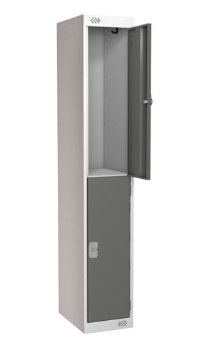 Locker 2 Door 300mm Deep Dark Grey/Grey