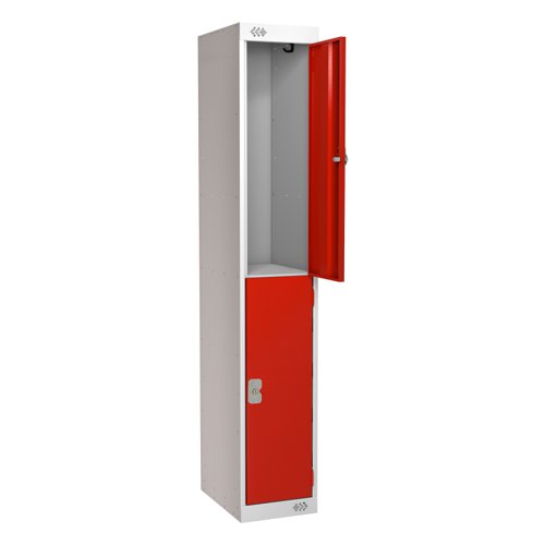 Locker 2 Door 300mm Deep Red/Grey