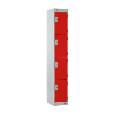 Locker 4 Door 300mm Deep Red/Grey