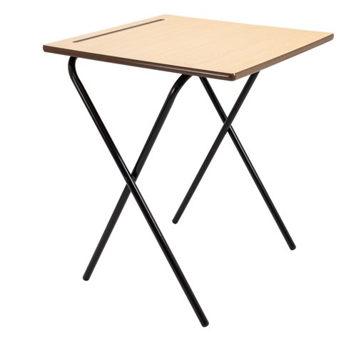 Titan Premium Folding Exam Desk Single Beech/Black