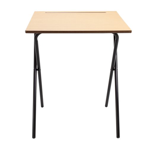 TC66ED-ECON-720-BE | The Titan Economy Folding Exam Desk is the perfect solution for any classroom or exam hall. With its durable 15mm thick laminate MDF table top and strong black 19mm thick steel frame, this desk is built to last. The pen groove fitted into the desk ensures that students can keep their writing utensils close at hand, while the desk itself folds away neatly to provide a clearer classroom when not in use. This economy folding exam desk is not only practical, but also affordable, making it an excellent choice for schools and universities looking to save money without sacrificing quality. Invest in the Titan Economy Folding Exam Desk today and enjoy the benefits of a sturdy, reliable, and space-saving solution for your classroom needs.