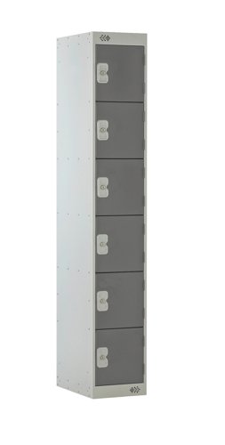 Locker 6 Door 300mm Deep Dark Grey/Grey