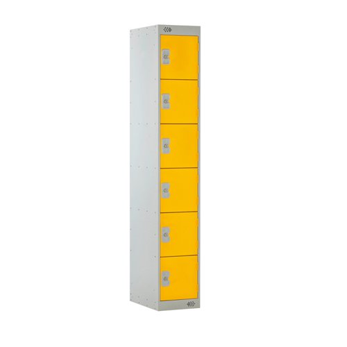 Locker 6 Door 300mm Deep Yellow/Grey