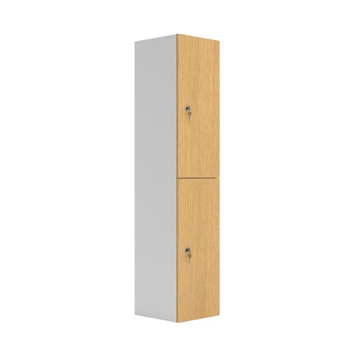 TCCP2SO | This two door wooden locker features cam locks on each door and a sturdy 18mm wooden carcass. Available in a range of finishes to match any office aesthetic, this is a stylish and durable solution for your storage needs.