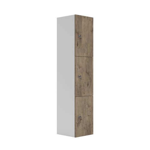 Wooden Locker (FSC) 3 Doors Grey Nebraska Oak