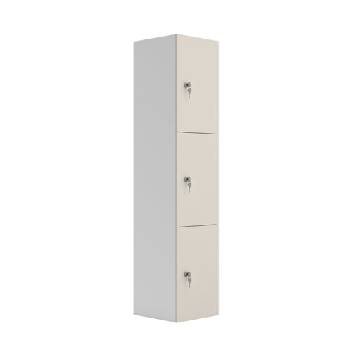 TCCP3GRY | This three door wooden locker features cam locks on each door and a sturdy 18mm wooden carcass. Available in a range of finishes to match any office aesthetic, this is a stylish and durable solution for your storage needs.