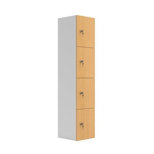 TCCP4B | This four door wooden locker features cam locks on each door and a sturdy 18mm wooden carcass. Available in a range of finishes to match any office aesthetic, this is a stylish and durable solution for your storage needs.