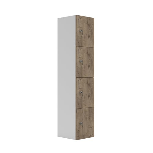 Wooden Locker (FSC) 4 Doors Grey Nebraska Oak