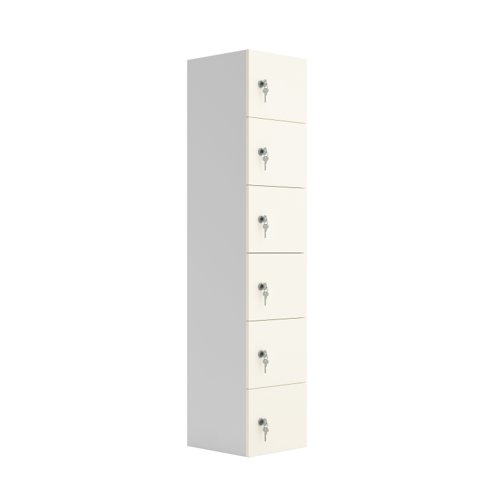 Six Door Unit Complete with Shelf, Coat Hooks, Cam Lock (FSC) White