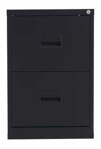 TCS2FC-BK | The TC Steel 2 Drawer Filing Cabinet is the perfect solution for your office storage needs. Made from high-quality steel, this 2 drawer filing cabinet is built to last. With 100% drawer extension, you can easily access all your files and documents. The anti-tilt feature ensures that the cabinet stays stable and prevents accidents. The cabinet fits A4 side to side with a filing bar and foolscap side to side, making it versatile for all your filing needs. The sleek design and durable construction make this filing cabinet a great addition to any office. Get organized and stay productive with the TC Steel 2 Drawer Filing Cabinet.