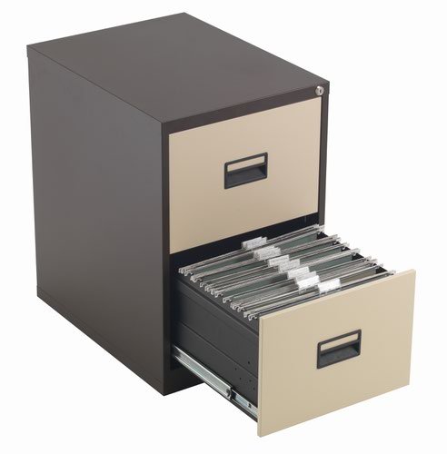 TCS2FC-CC | The TC Steel 2 Drawer Filing Cabinet is the perfect solution for your office storage needs. Made from high-quality steel, this 2 drawer filing cabinet is built to last. With 100% drawer extension, you can easily access all your files and documents. The anti-tilt feature ensures that the cabinet stays stable and prevents accidents. The cabinet fits A4 side to side with a filing bar and foolscap side to side, making it versatile for all your filing needs. The sleek design and durable construction make this filing cabinet a great addition to any office. Get organized and stay productive with the TC Steel 2 Drawer Filing Cabinet.