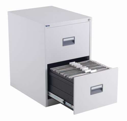TCS2FC-WH | The TC Steel 2 Drawer Filing Cabinet is the perfect solution for your office storage needs. Made from high-quality steel, this 2 drawer filing cabinet is built to last. With 100% drawer extension, you can easily access all your files and documents. The anti-tilt feature ensures that the cabinet stays stable and prevents accidents. The cabinet fits A4 side to side with a filing bar and foolscap side to side, making it versatile for all your filing needs. The sleek design and durable construction make this filing cabinet a great addition to any office. Get organized and stay productive with the TC Steel 2 Drawer Filing Cabinet.