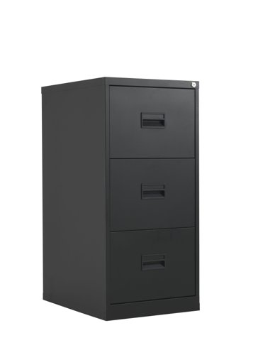 TC Steel 3 Drawer Filing Cabinet Black