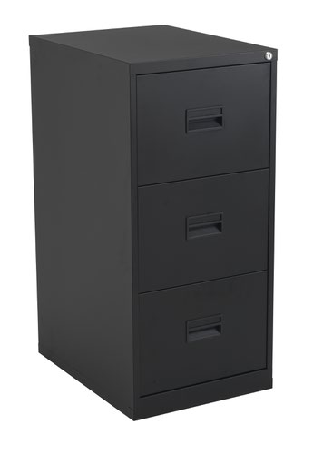 TC Steel 3 Drawer Filing Cabinet Black