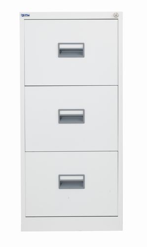TCS3FC-WH | The TC Steel 3 Drawer Filing Cabinet is the perfect solution for your office storage needs. Made from high-quality steel, this 3 drawer steel filing cabinet is built to last. With 100% drawer extension, you can easily access all your files and documents. The anti-tilt feature ensures that the cabinet stays stable and prevents accidents. The cabinet fits A4 side to side with filing bar and foolscap side to side, making it versatile and accommodating to your filing needs. With its sleek design and durable construction, the TC Steel 3 Drawer Filing Cabinet is a must-have for any office.