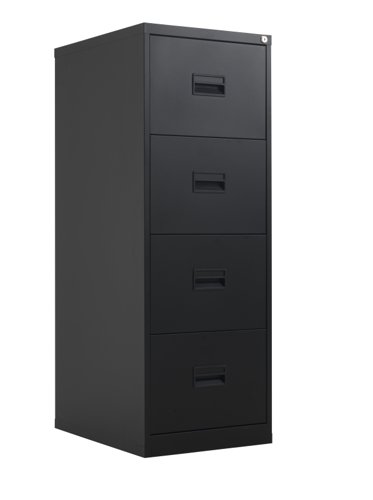 TC Steel 4 Drawer Filing Cabinet Black