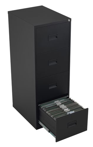 TCS4FC-BK TC Steel 4 Drawer Filing Cabinet Black