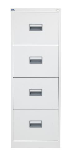 TCS4FC-WH | The TC Steel 4 Drawer Filing Cabinet is the perfect solution for your office storage needs. Made from high-quality steel, this 4 drawer steel filing cabinet is built to last. With 100% drawer extension, you can easily access all your files and documents. The anti-tilt feature ensures that the cabinet stays stable and prevents accidents. The cabinet fits A4 side to side with filing bar and foolscap side to side, making it versatile and accommodating to your filing needs. With its sleek design and durable construction, the TC Steel 4 Drawer Filing Cabinet is a must-have for any office.