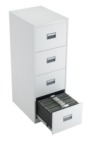 TC Steel 4 Drawer Filing Cabinet White