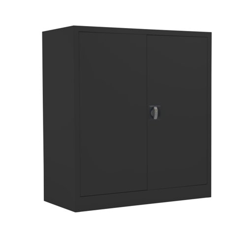 TCSDDC1000BK | The TC Steel Double Door Cupboard is the perfect solution for those looking for a durable and secure storage option for their office space. Made from high-quality steel, this tambour office unit provides an alternative to traditional wooden storage options. The lockable doors ensure that your items are safe and secure, while the ability to mix flat shelves and suspension frames together allows for customizable storage options. Available in a variety of colour options, this cupboard provides ample storage space for a neat and tidy workspace. Say goodbye to cluttered desks and hello to a more organised office with the TC Steel Double Door Cupboard.