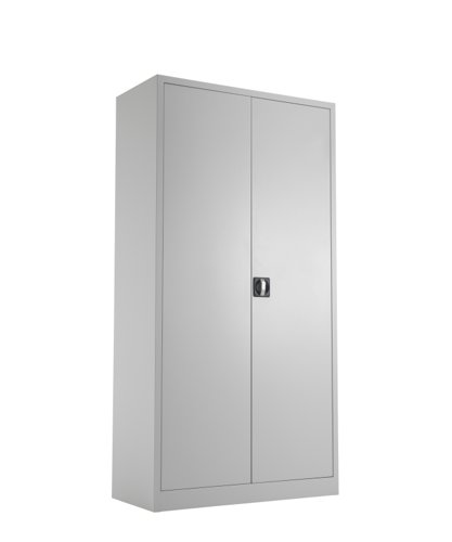 TCSDDC1790GR | The TC Steel Double Door Cupboard is the perfect solution for those looking for a durable and secure storage option for their office space. Made from high-quality steel, this tambour office unit provides an alternative to traditional wooden storage options. The lockable  doors ensure that your items are safe and secure, while the ability to mix flat shelves and suspension frames together allows for customizable storage options. Available in a variety of colour options, this cupboard provides ample storage space for a neat and tidy workspace. Say goodbye to cluttered desks and hello to a more organised office with the TC Steel Double Door Cupboard.