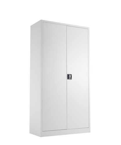 TCSDDC1790WH | The TC Steel Double Door Cupboard is the perfect solution for those looking for a durable and secure storage option for their office space. Made from high-quality steel, this tambour office unit provides an alternative to traditional wooden storage options. The lockable  doors ensure that your items are safe and secure, while the ability to mix flat shelves and suspension frames together allows for customizable storage options. Available in a variety of colour options, this cupboard provides ample storage space for a neat and tidy workspace. Say goodbye to cluttered desks and hello to a more organised office with the TC Steel Double Door Cupboard.