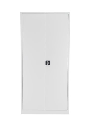 TCSDDC1950WH | The TC Steel Double Door Cupboard is the perfect solution for those looking for a durable and secure storage option for their office space. Made from high-quality steel, this tambour office unit provides an alternative to traditional wooden storage options. The lockable side-opening shutter doors ensure that your items are safe and secure, while the ability to mix flat shelves and suspension frames together allows for customizable storage options. Available in a variety of colour options, this cupboard provides ample storage space for a neat and tidy workspace. Say goodbye to cluttered desks and hello to a more organized office with the TC Steel Double Door Cupboard.