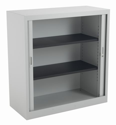 TCSOT1050GR | The TC Steel Open Tambour is the perfect solution for those looking for a durable and stylish storage unit for their office. Made from high-quality steel, this open tambour provides an alternative to traditional wooden storage units. With the ability to mix flat shelves and suspension frames together, you can customize the unit to fit your specific needs. Available in a variety of colour options, this unit is sure to complement any office decor. Not only does it look great, but it also provides ample storage space for a neat and tidy workspace. Say goodbye to cluttered desks and hello to a more organized office with the TC Steel Open Tambour.