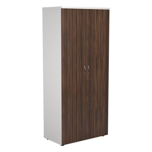 1800 Wooden Cupboard (450mm Deep) White Carcass Dark Walnut Doors