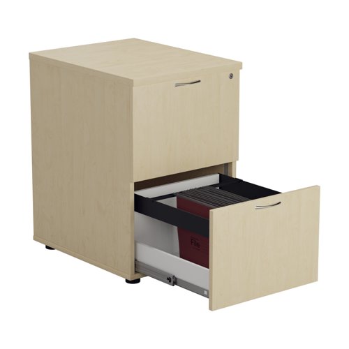 The Essentials Filing Cabinet 2 Drawer is the perfect solution for storing important documents or information. This two drawer filing cabinet is lockable, ensuring that your confidential information is kept safe and secure. Made from high-quality wood, this filing cabinet is not only durable but also stylish, making it a great addition to any office or home. Available as part of a range, you can easily match it with other furniture pieces to create a cohesive look. With its ample storage space and lockable drawers, the Essentials Filing Cabinet 2 Drawer is a must-have for anyone who values organization and security.