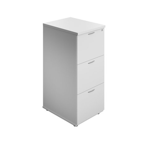 TES3FCWH | The Essentials Filing Cabinet 3 Drawer is the perfect solution for storing important documents or information. This three drawer filing cabinet is lockable, ensuring that your confidential information remains secure. Made from high-quality wood, this filing cabinet is not only durable but also stylish. It is available as part of a range, allowing you to create a cohesive look in your office or workspace. With ample storage space, you can easily organize your files and keep them within reach. The Essentials Filing Cabinet 3 Drawer is a must-have for any office or home workspace, providing you with the peace of mind that your important documents are safe and secure.