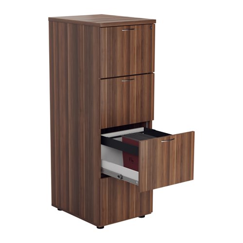 The Essentials Filing Cabinet 4 Drawer is the perfect solution for storing important documents or information. This four drawer filing cabinet is lockable, ensuring that your confidential information is kept safe and secure. Made from high-quality wood, this filing cabinet is not only durable but also stylish, making it a great addition to any office or home. Available as part of a range, you can easily match it with other furniture pieces to create a cohesive look. With ample storage space, you can easily organize your files and keep them within reach. Invest in the Essentials Filing Cabinet 4 Drawer and enjoy the benefits of a well-organised workspace.