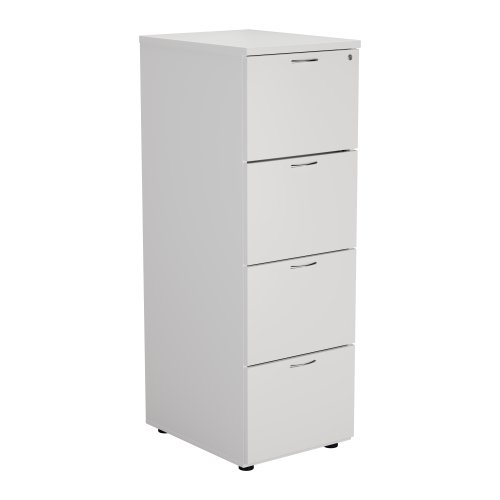 TES4FCWH | The Essentials Filing Cabinet 4 Drawer is the perfect solution for storing important documents or information. This four drawer filing cabinet is lockable, ensuring that your confidential information is kept safe and secure. Made from high-quality wood, this filing cabinet is not only durable but also stylish, making it a great addition to any office or home. Available as part of a range, you can easily match it with other furniture pieces to create a cohesive look. With ample storage space, you can easily organize your files and keep them within reach. Invest in the Essentials Filing Cabinet 4 Drawer and enjoy the benefits of a well-organized workspace.