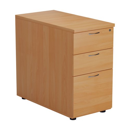 TESDHP3/800BE2 | The Essentials Desk High 3 Drawer Pedestal is the perfect solution for your office storage needs. This three drawer filing cabinet is designed to fit perfectly under your desk, providing easy access to your files and documents. The desk high pedestal is lockable, ensuring the safety and security of your important files. Made from sturdy and longwearing wooden materials, this suspension filing cabinet is built to last. With its sleek and modern design, it will complement any office decor. The Essentials Desk High 3 Drawer Pedestal is a must-have for any office looking to maximize their storage space while maintaining a professional and organised workspace.