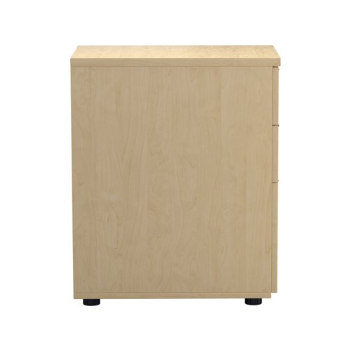 TESDHP3/800MA | The Essentials Desk High 3 Drawer Pedestal is the perfect solution for your office storage needs. This three drawer filing cabinet is designed to fit perfectly under your desk, providing easy access to your files and documents. The desk high pedestal is lockable, ensuring the safety and security of your important files. Made from sturdy and longwearing wooden materials, this suspension filing cabinet is built to last. With its sleek and modern design, it will complement any office decor. The Essentials Desk High 3 Drawer Pedestal is a must-have for any office looking to maximize their storage space while maintaining a professional and organised workspace.