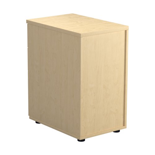 TESDHP3/800MA | The Essentials Desk High 3 Drawer Pedestal is the perfect solution for your office storage needs. This three drawer filing cabinet is designed to fit perfectly under your desk, providing easy access to your files and documents. The desk high pedestal is lockable, ensuring the safety and security of your important files. Made from sturdy and longwearing wooden materials, this suspension filing cabinet is built to last. With its sleek and modern design, it will complement any office decor. The Essentials Desk High 3 Drawer Pedestal is a must-have for any office looking to maximize their storage space while maintaining a professional and organised workspace.