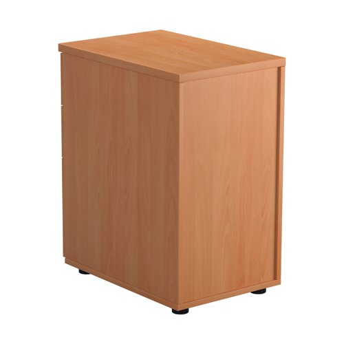 TESDHP3BE2 | The Essentials Desk High 3 Drawer Pedestal is the perfect solution for your office storage needs. This three drawer filing cabinet is designed to fit perfectly under your desk, providing easy access to your files and documents. The desk high pedestal is lockable, ensuring the safety and security of your important files. Made from sturdy and longwearing wooden materials, this suspension filing cabinet is built to last. With its sleek and modern design, it will complement any office decor. The Essentials Desk High 3 Drawer Pedestal is a must-have for any office looking to maximize their storage space while maintaining a professional and organised workspace.