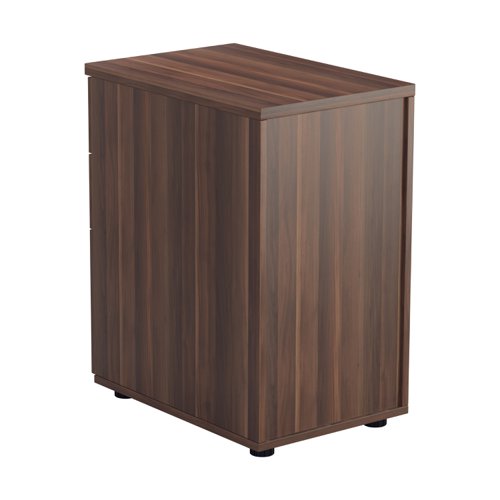 TESDHP3DW | The Essentials Desk High 3 Drawer Pedestal is the perfect solution for your office storage needs. This three drawer filing cabinet is designed to fit perfectly under your desk, providing easy access to your files and documents. The desk high pedestal is lockable, ensuring the safety and security of your important files. Made from sturdy and longwearing wooden materials, this suspension filing cabinet is built to last. With its sleek and modern design, it will complement any office decor. The Essentials Desk High 3 Drawer Pedestal is a must-have for any office looking to maximize their storage space while maintaining a professional and organised workspace.