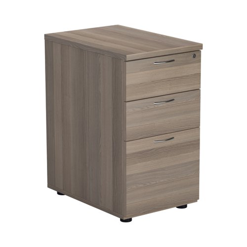 TESDHP3GO | The Essentials Desk High 3 Drawer Pedestal is the perfect solution for your office storage needs. This three drawer filing cabinet is designed to fit perfectly under your desk, providing easy access to your files and documents. The desk high pedestal is lockable, ensuring the safety and security of your important files. Made from sturdy and longwearing wooden materials, this suspension filing cabinet is built to last. With its sleek and modern design, it will complement any office decor. The Essentials Desk High 3 Drawer Pedestal is a must-have for any office looking to maximize their storage space while maintaining a professional and organised workspace.