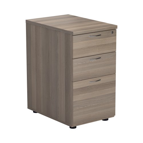 Essentials Desk High 3 Drawer Pedestal : 600 Deep : Grey Oak