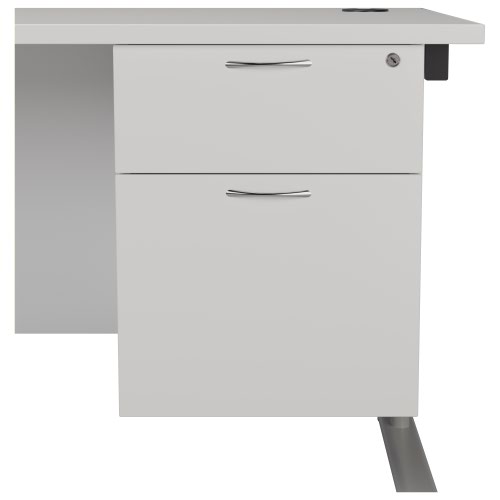 2 Drawer Fixed Pedestal White