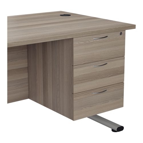 Jemini 3 Drawer Fixed Pedestal 400x500x495mm Grey Oak KF79868