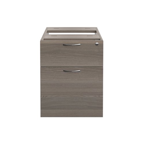 TESHP2GO Essentials Fixed Pedestal 2 Drawers Standard Grey Oak